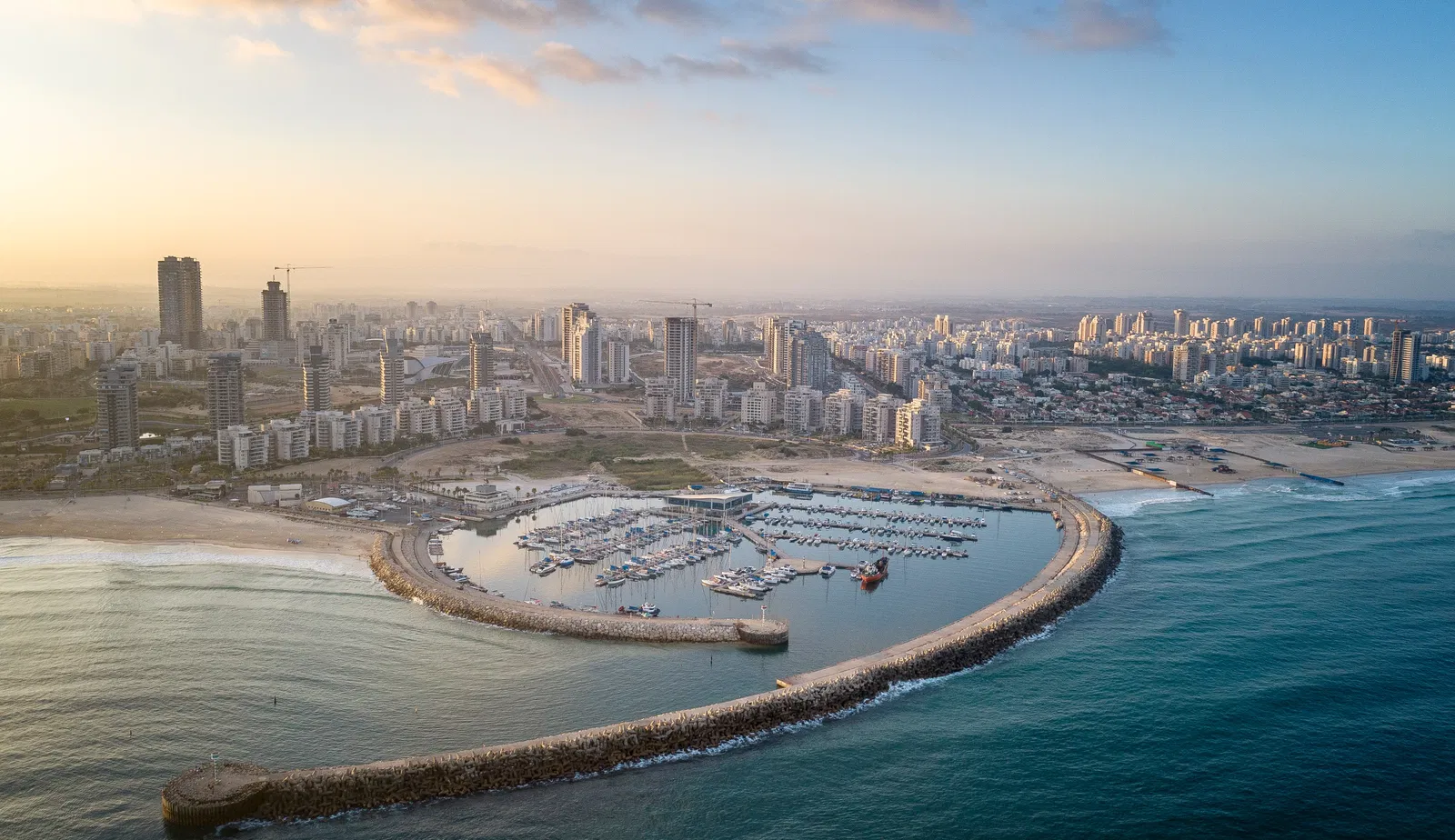 A drone view of the Marina in Ashdod.