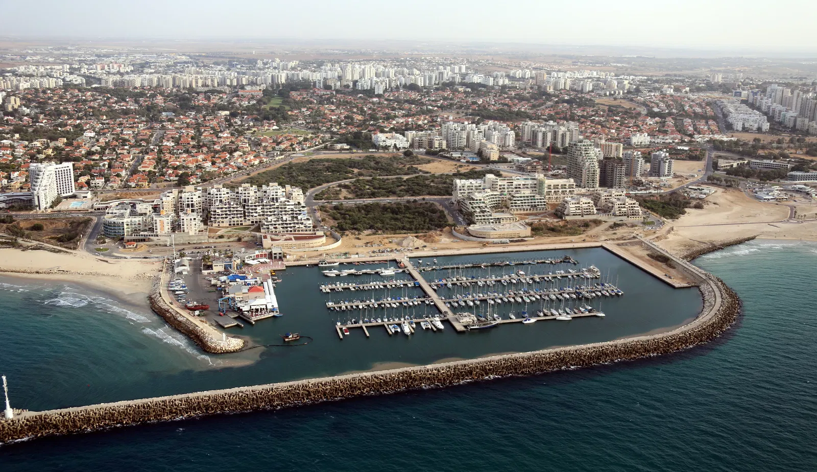 A drone view of the Marina in Ashkelon.