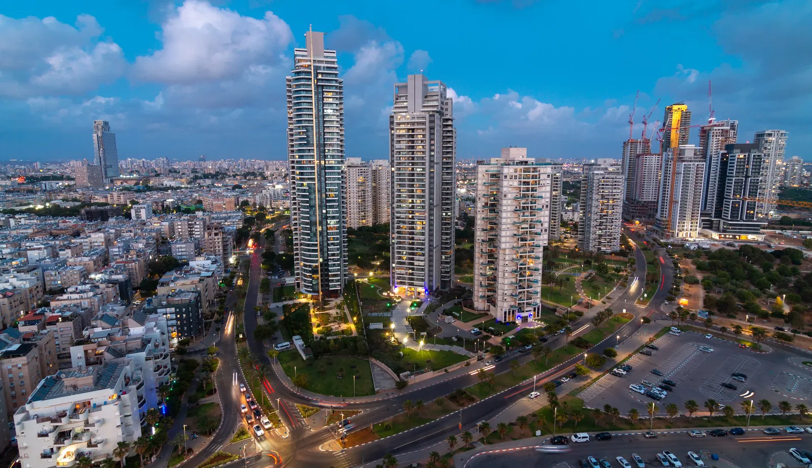 A drone view of the city of Bat Yam.