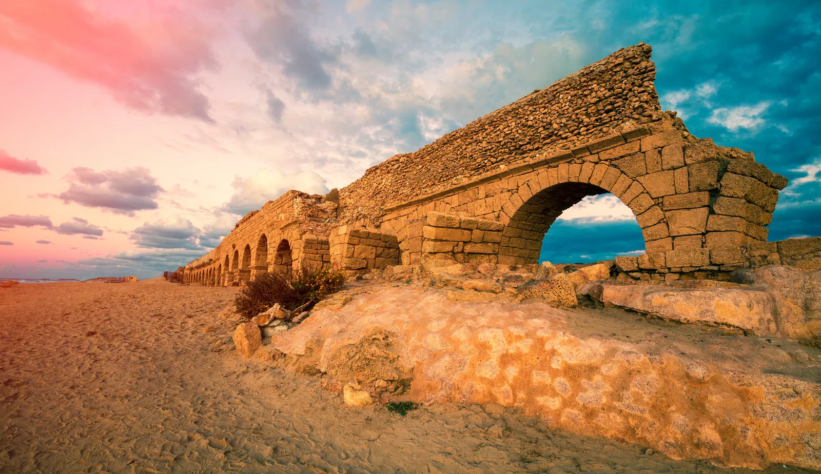 A photograph of ruins in Caesarea.