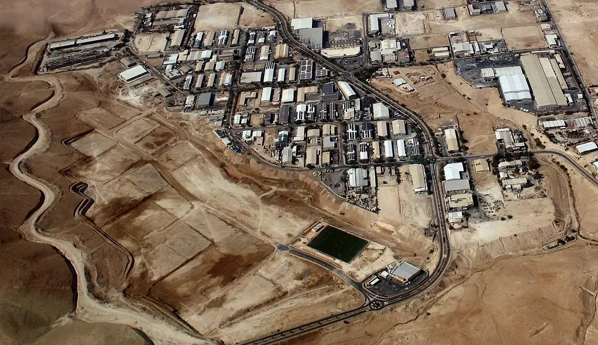 A high altitude aerial view of Mishor Adumim.