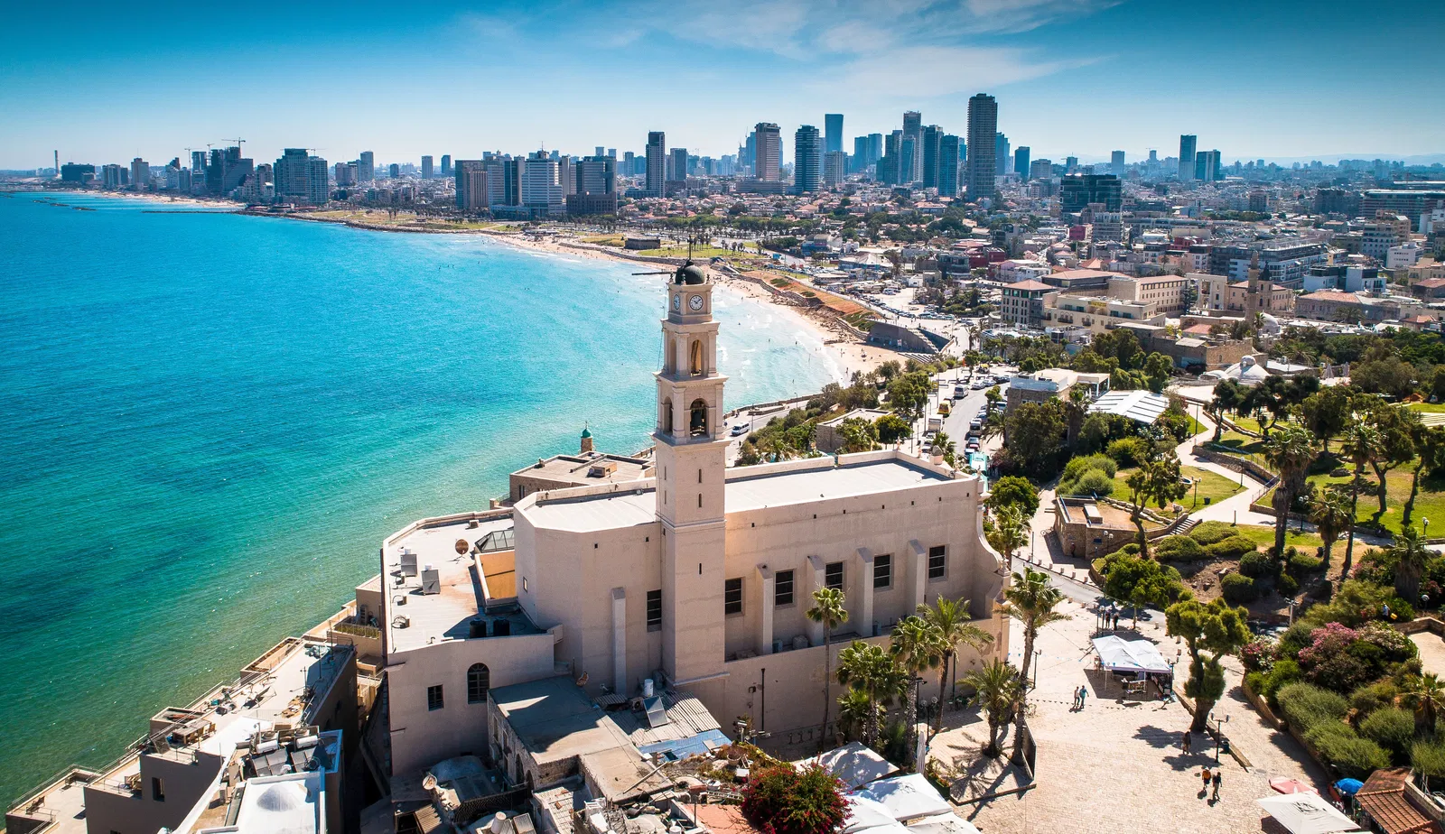 A drone photo of a beach near Ramat Gan.